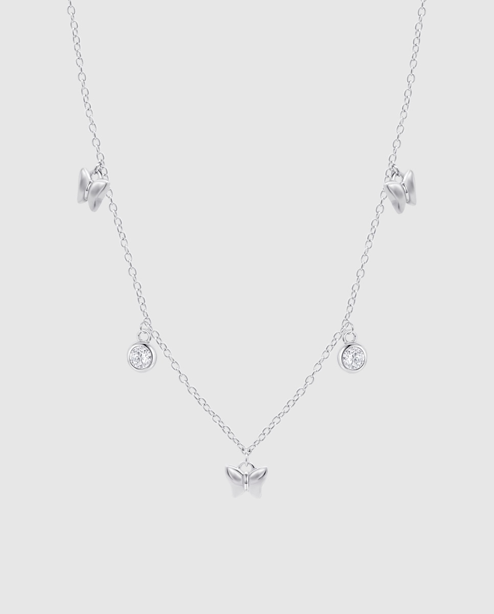 Colar Lotus Silver Lp3900-1/1 Trendy de Prata com Acabamento Brilhante e Zircônias Branco-1