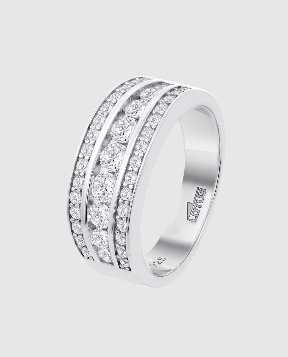 Anel Lotus Silver Lp3906-3 Glam de Prata com Acabamento Brilhante e Zirconita Branco-1