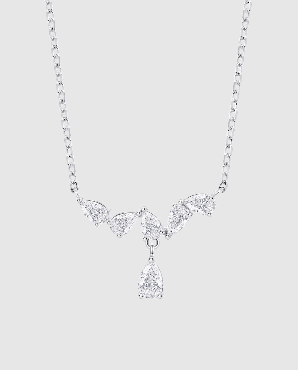 Colar Lotus Silver Lp3907-1/1 Glam de Prata com Acabamento Brilhante e Zirconita e Motivo Geométrico Branco-1