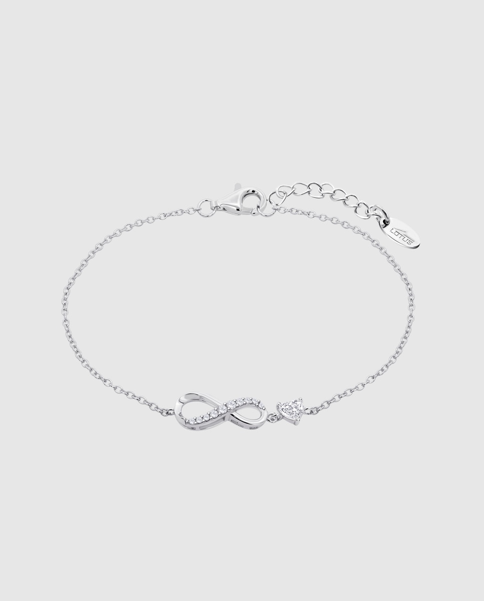 Pulseira Lotus Silver Lp3913-2/1 Moments de Prata com Acabamento Brilhante e Zirconita e Motivo Infinito Branco-1