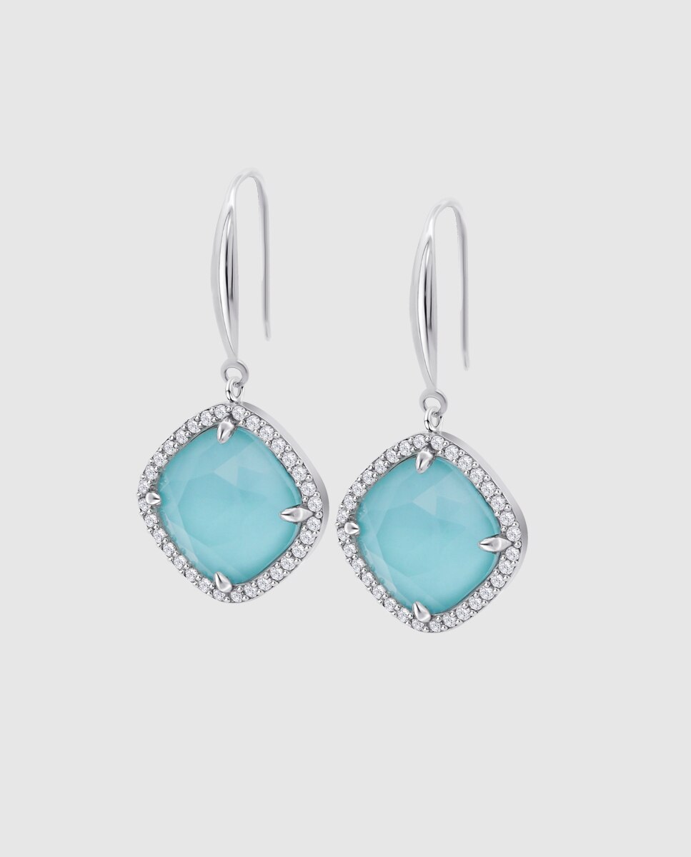 Brincos Lotus Silver Lp3921-4/2 Colors de Prata com Acabamento Brilhante e Zircónios Azul-celeste-1