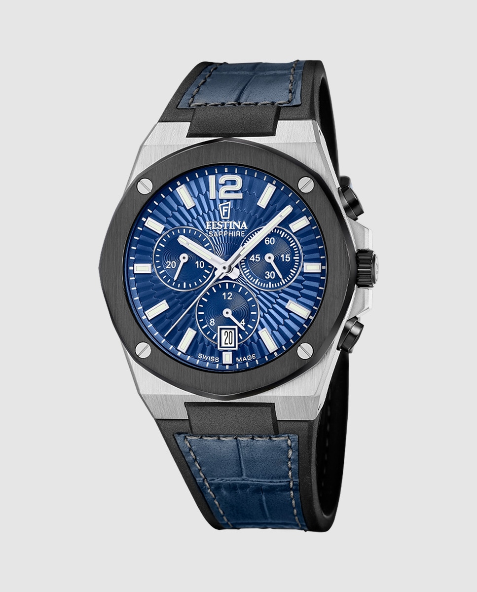 Relógio F22003/2 Vallée de Pele em Azul Azul-1