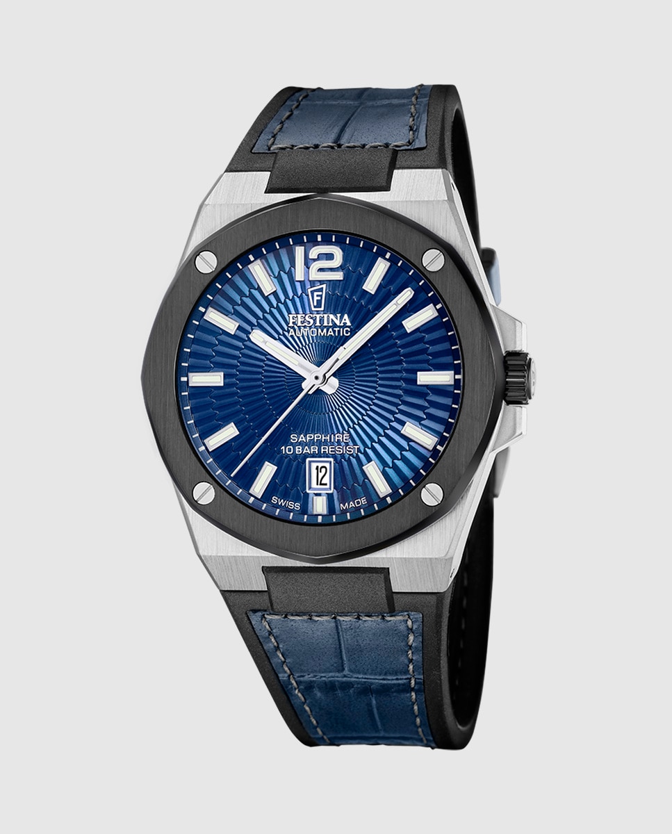 Relógio F22005/2 Automatic de Pele em Azul Azul-1