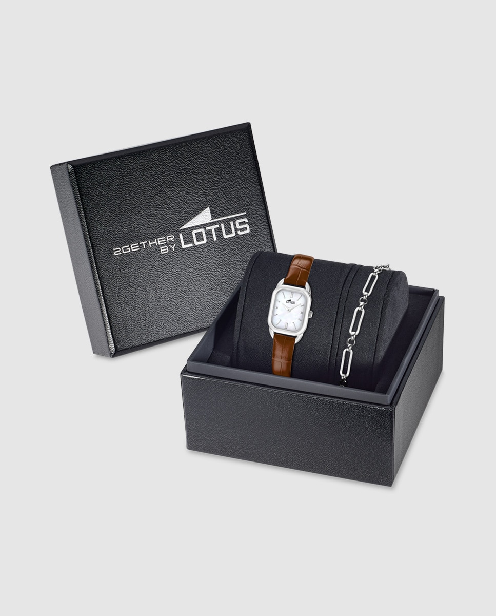 Relógio 19040/2 2gether de Pele Castanho com Pulseira de Aço de Oferta Castanho-1
