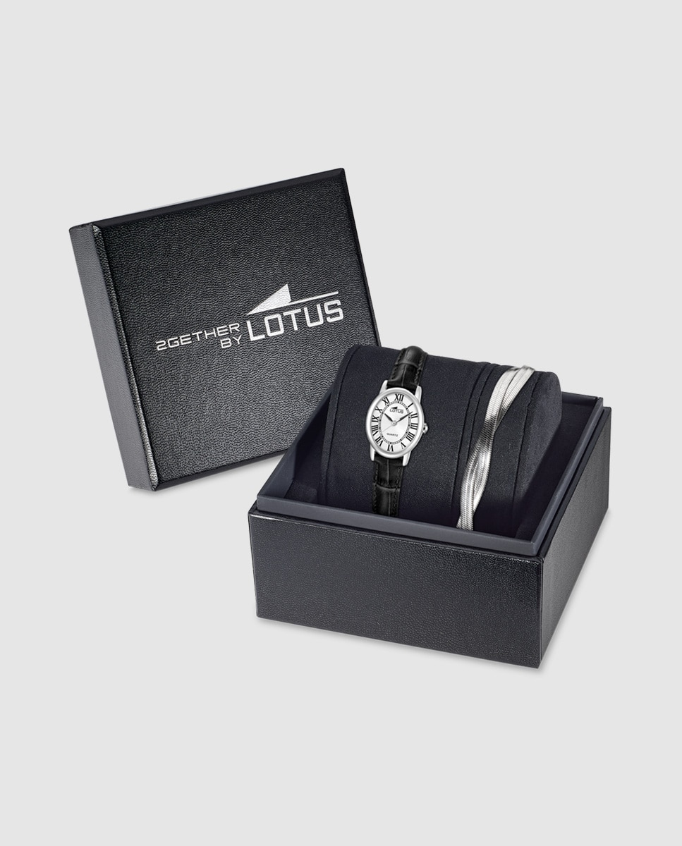 Relógio de Mulher 19017/2 2gether de Pele em Preto com Pulseira de Aço de Oferta Preto-1