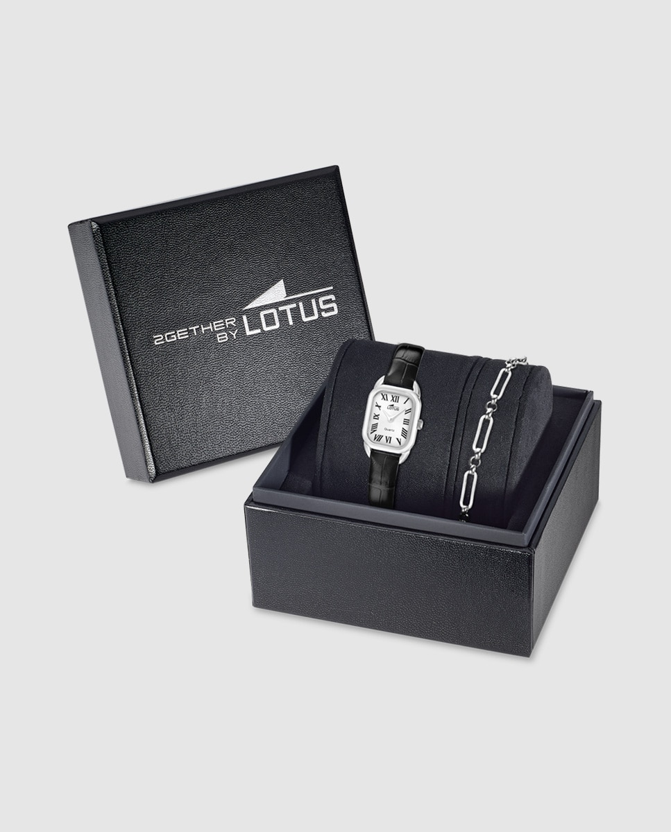 Relógio 19040/1 2gether de Pele em Preto com Pulseira de Aço de Presente Preto-1