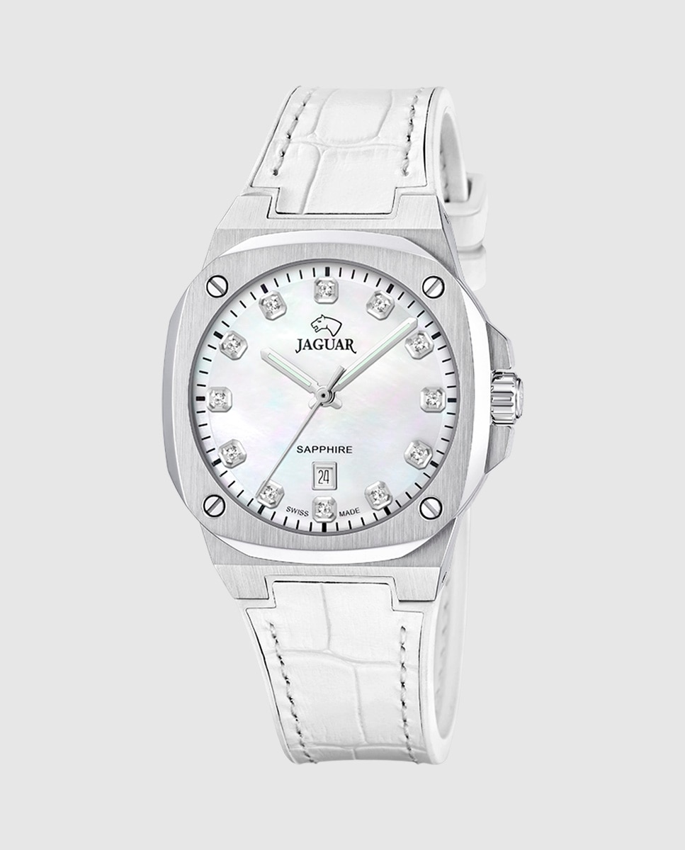 Imagem 0 de Relógio J1032/6 Rondcarre de Pele em Branco