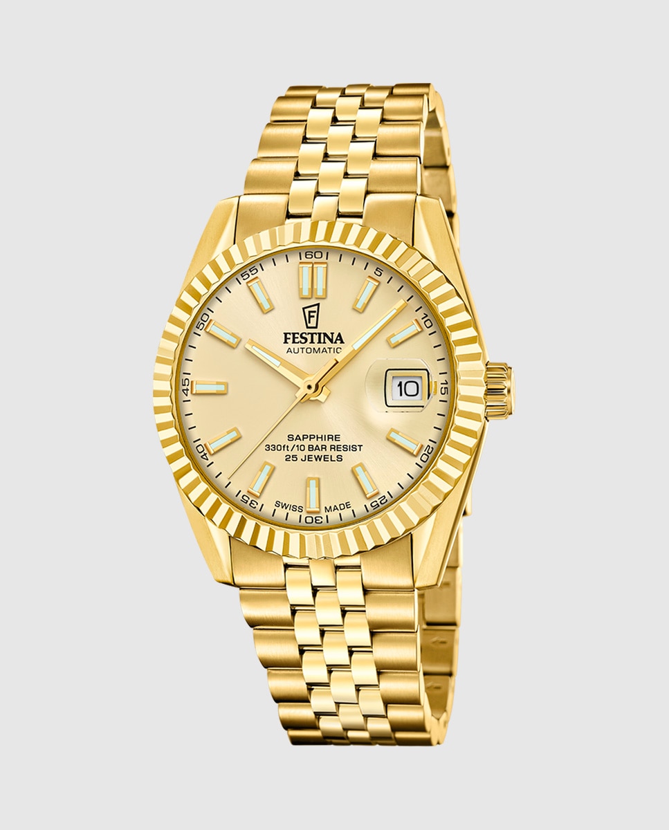 Relógio F20092 2 Swiss Made Automático de Aço Ouro Ouro-1