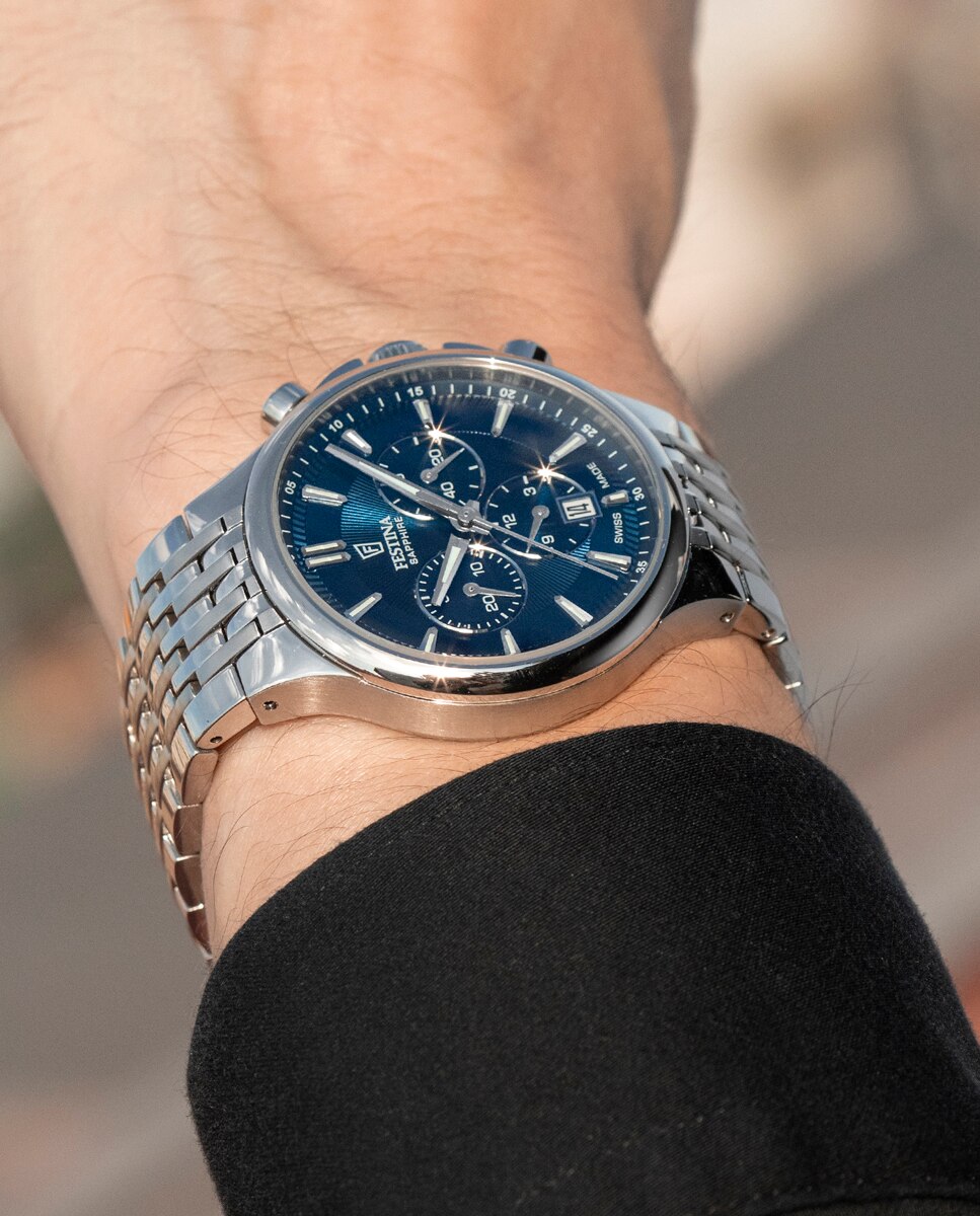 Relógio Analógico F20093 2 Chrono Swiss Made de Aço Prateado Prata-5