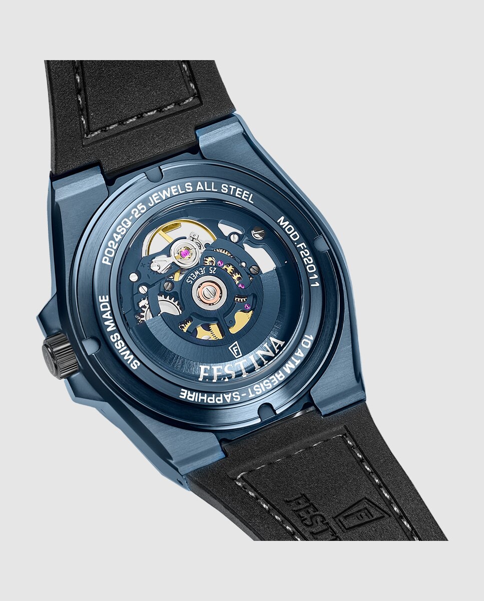 Relógio F22011/1 Automatic de Pele em Azul Azul-3