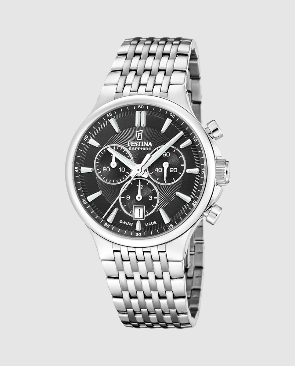 Relógio Analógico F20093 4 Chrono Swiss Made de Aço Prateado Prata-1