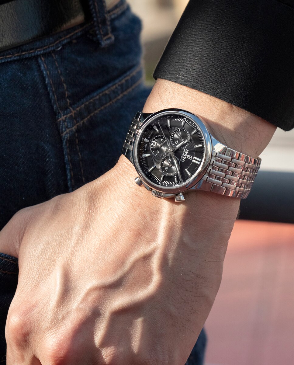 Relógio Analógico F20093 4 Chrono Swiss Made de Aço Prateado Prata-5