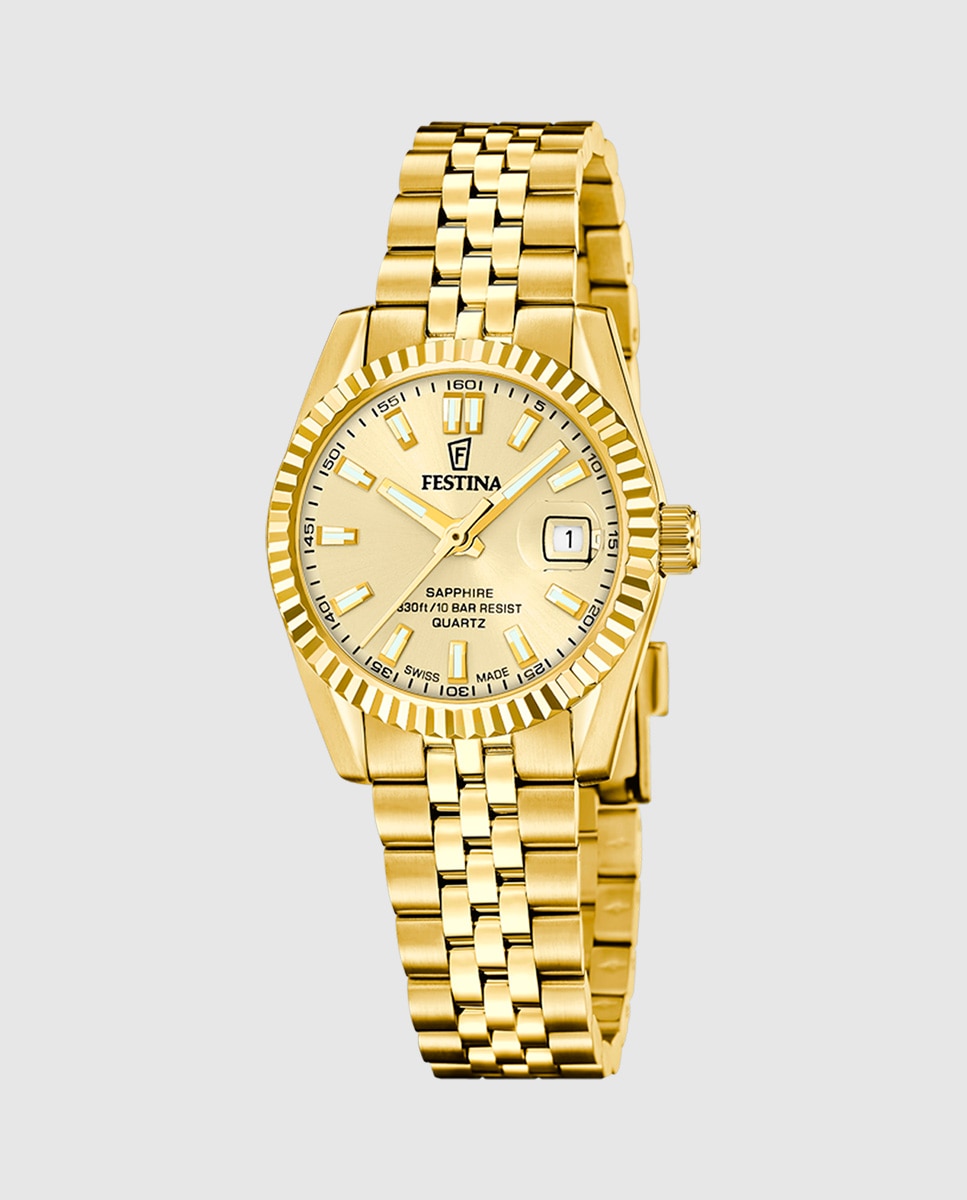 Imagem 0 de Relógio Analógico F20089 2 Swiss Made Aço Clássico de Aço em Ouro