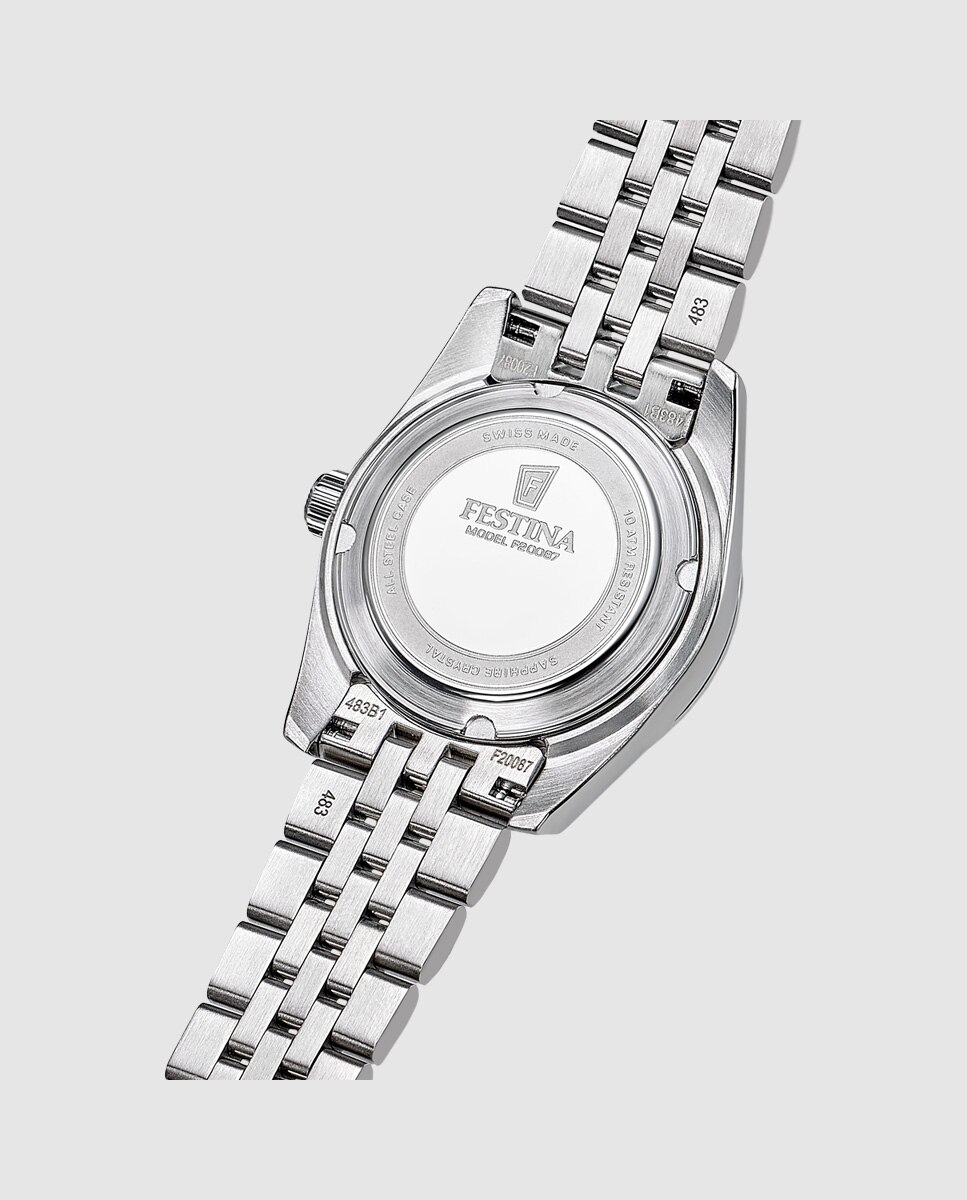 Relógio F20087/6 Swiss Made de Aço Clássico em Prata Prata-2
