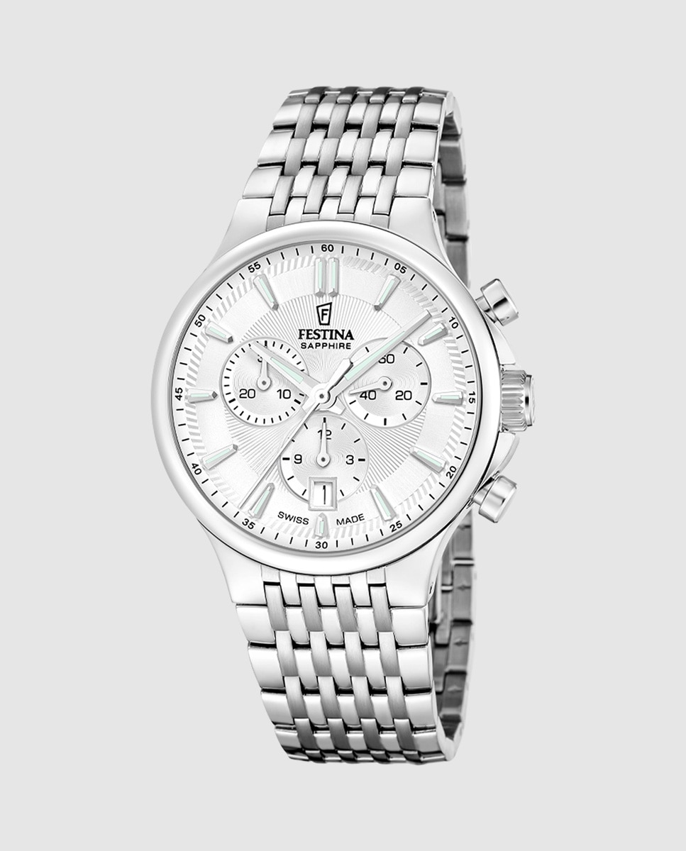 Relógio Analógico F20093 1 Chrono Swiss Made de Aço Prateado Prata-1