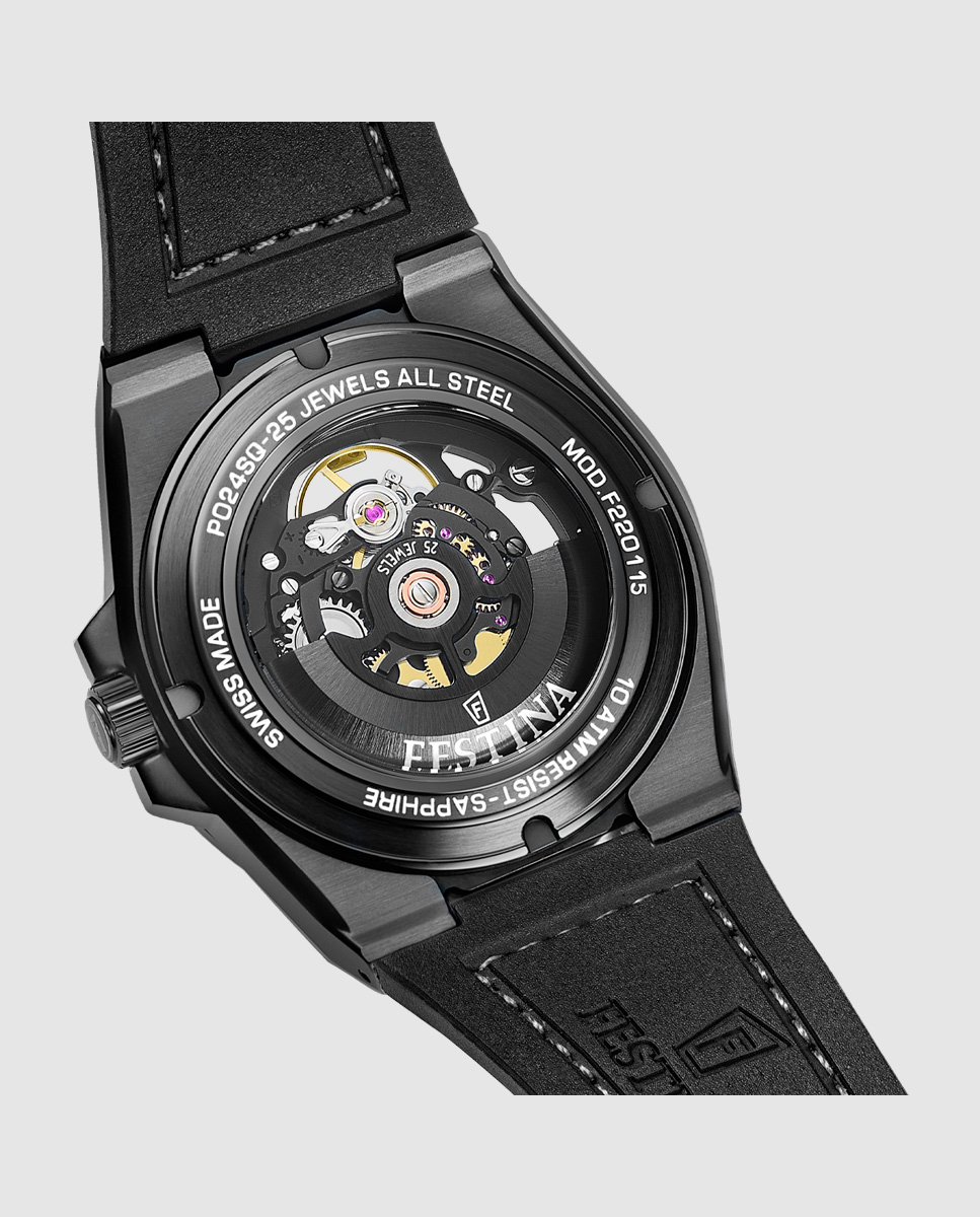 Relógio F22015/1 Automatic de Pele em Preto Preto-3