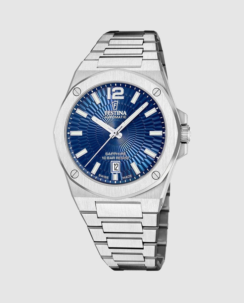 Imagem 0 de Relógio F22004 2 Swiss Made Automático de Aço Prateado