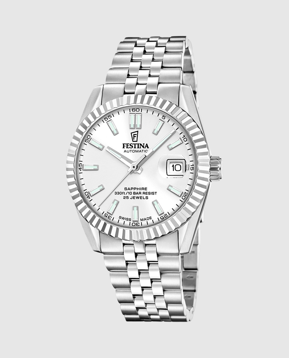 Relógio F20090/1 Swiss Made Automático de Aço Prateado Prata-1