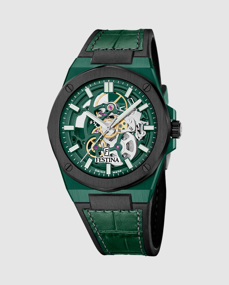Imagem 0 de Relógio F22013/1 Swiss Made Automático de Pele em Verde