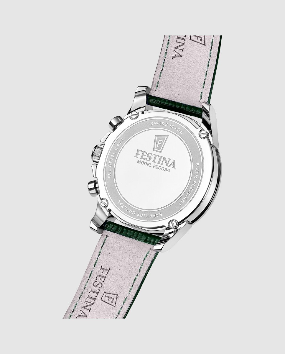 Relógio Analógico F20094 4 Chrono Swiss Made de Pele em Verde Verde-2