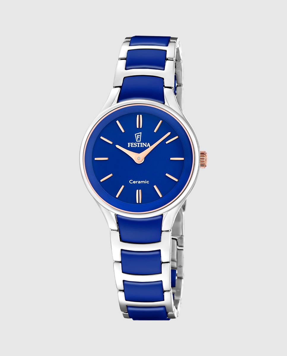 Imagem 0 de Relógio Analógico F20752 5 Ceramic de Aço em Azul