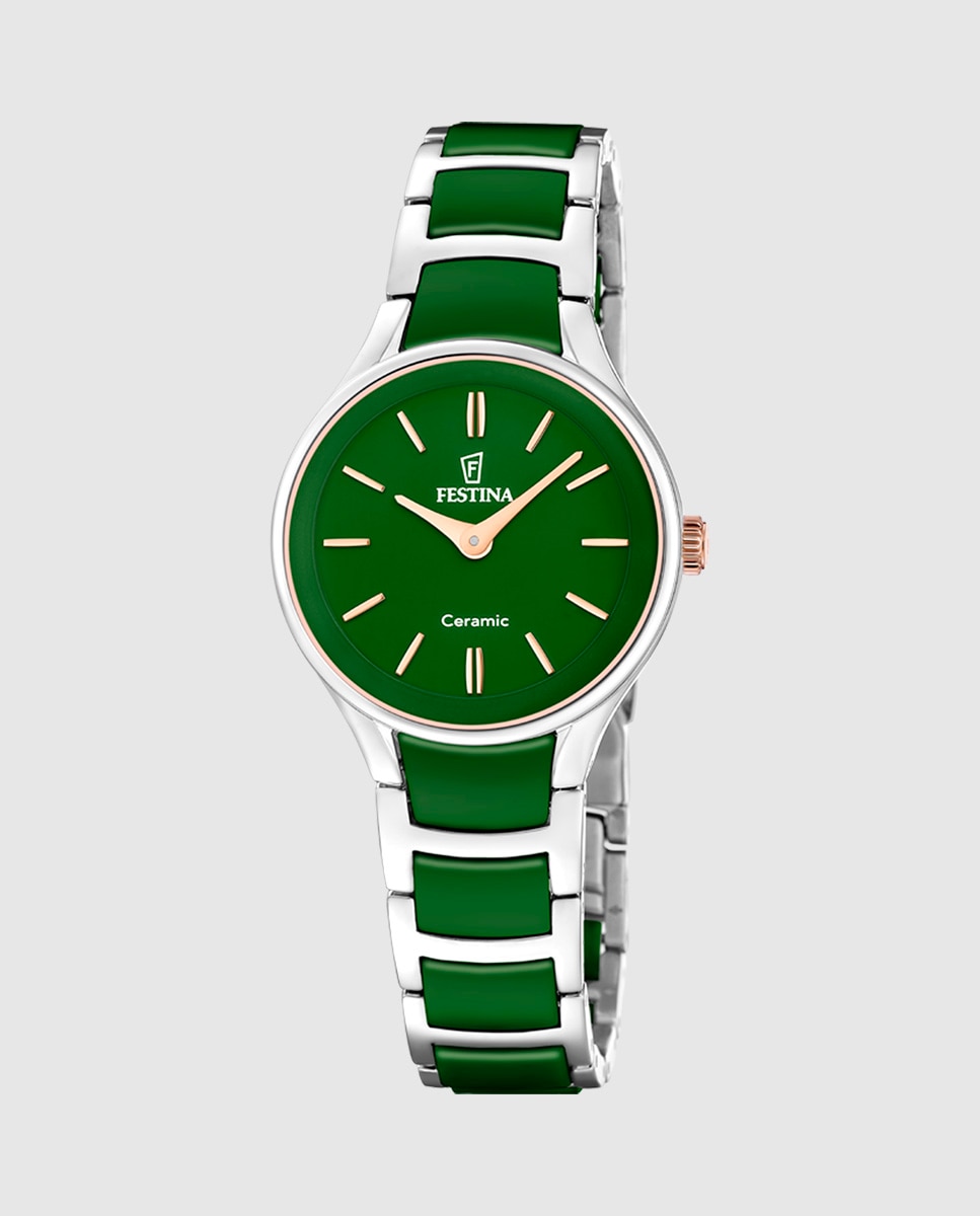 Imagem 0 de Relógio Analógico F20752 6 Ceramic de Aço em Verde