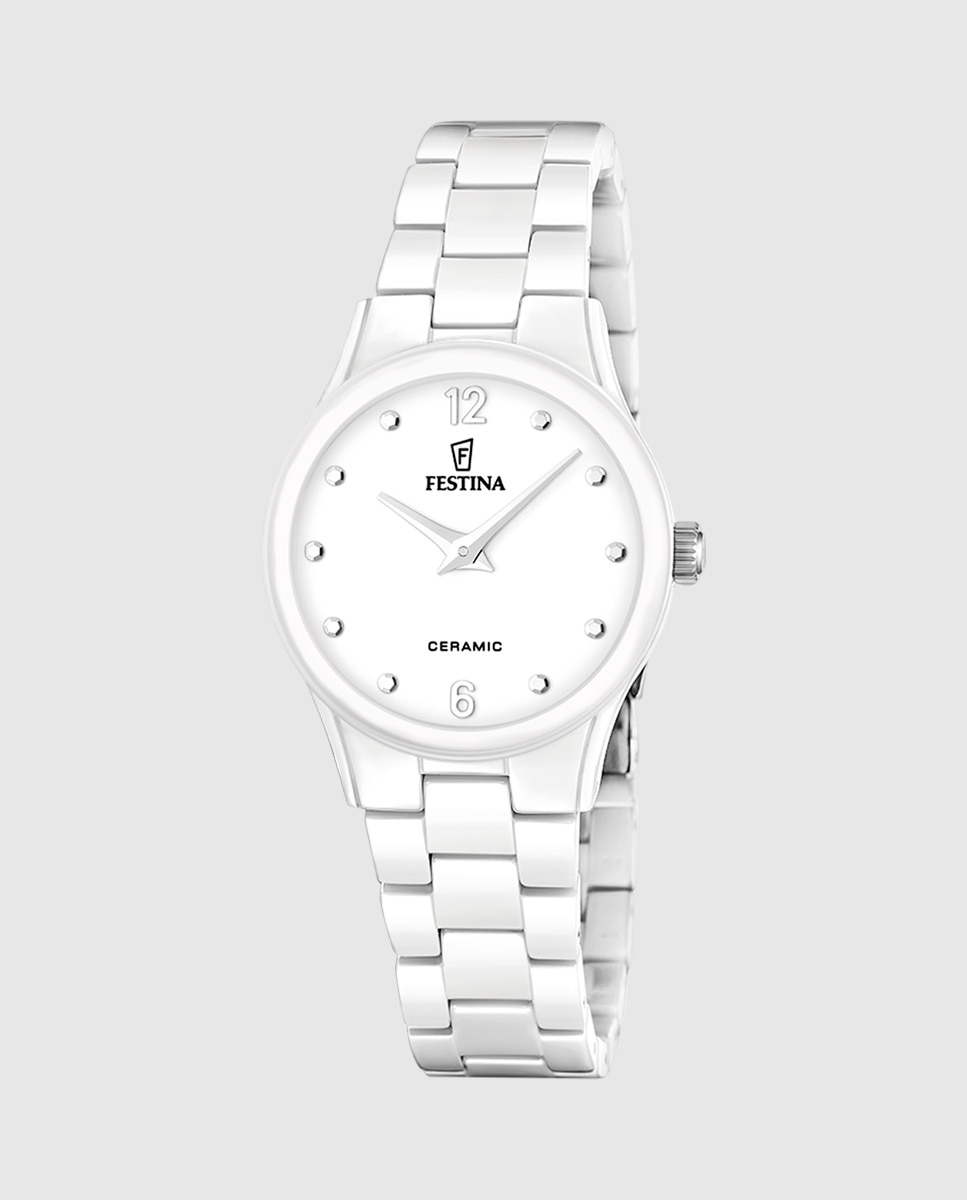 Imagem 0 de Relógio Analógico F20751 1 Ceramic de Cerâmica em Branco