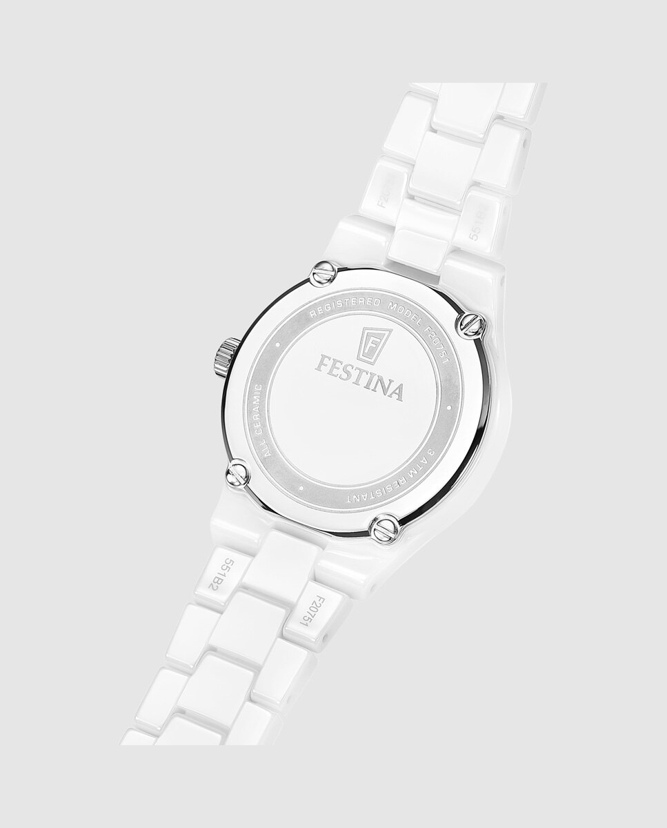 Relógio Analógico F20751 1 Ceramic de Cerâmica em Branco Branco-4