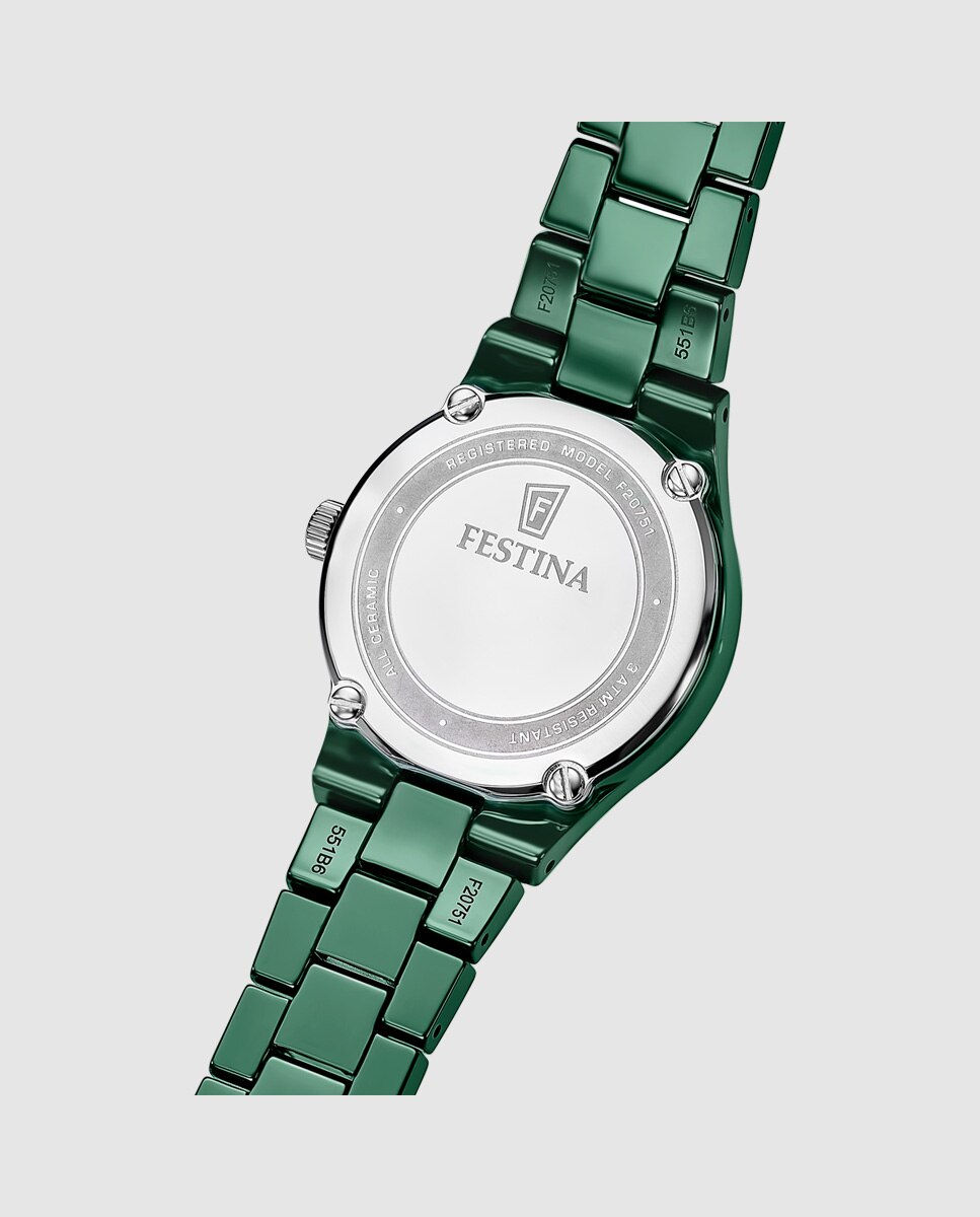 Relógio Analógico F20751 6 Ceramic de Cerâmica em Verde Verde-escuro-4