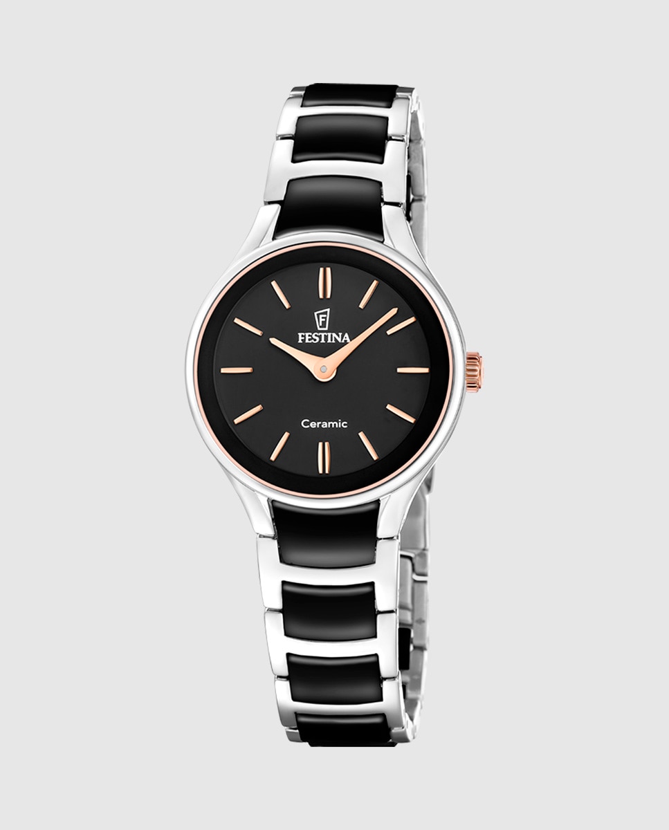 Imagem 0 de Relógio Analógico F20752 7 Ceramic de Aço em Preto