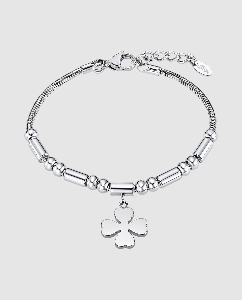 Pulseira Lotus Style Ls2463-2/1 Millennial de Aço Inoxidável com Acabamento Brilhante e Motivo Trevo Prateado-1