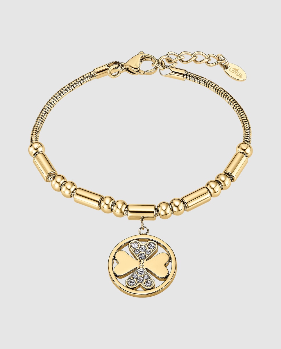 Pulseira Lotus Style Ls2467-2/2 Millennial de Aço Inoxidável com Acabamento Brilhante e Motivo Trevo Dourado-1