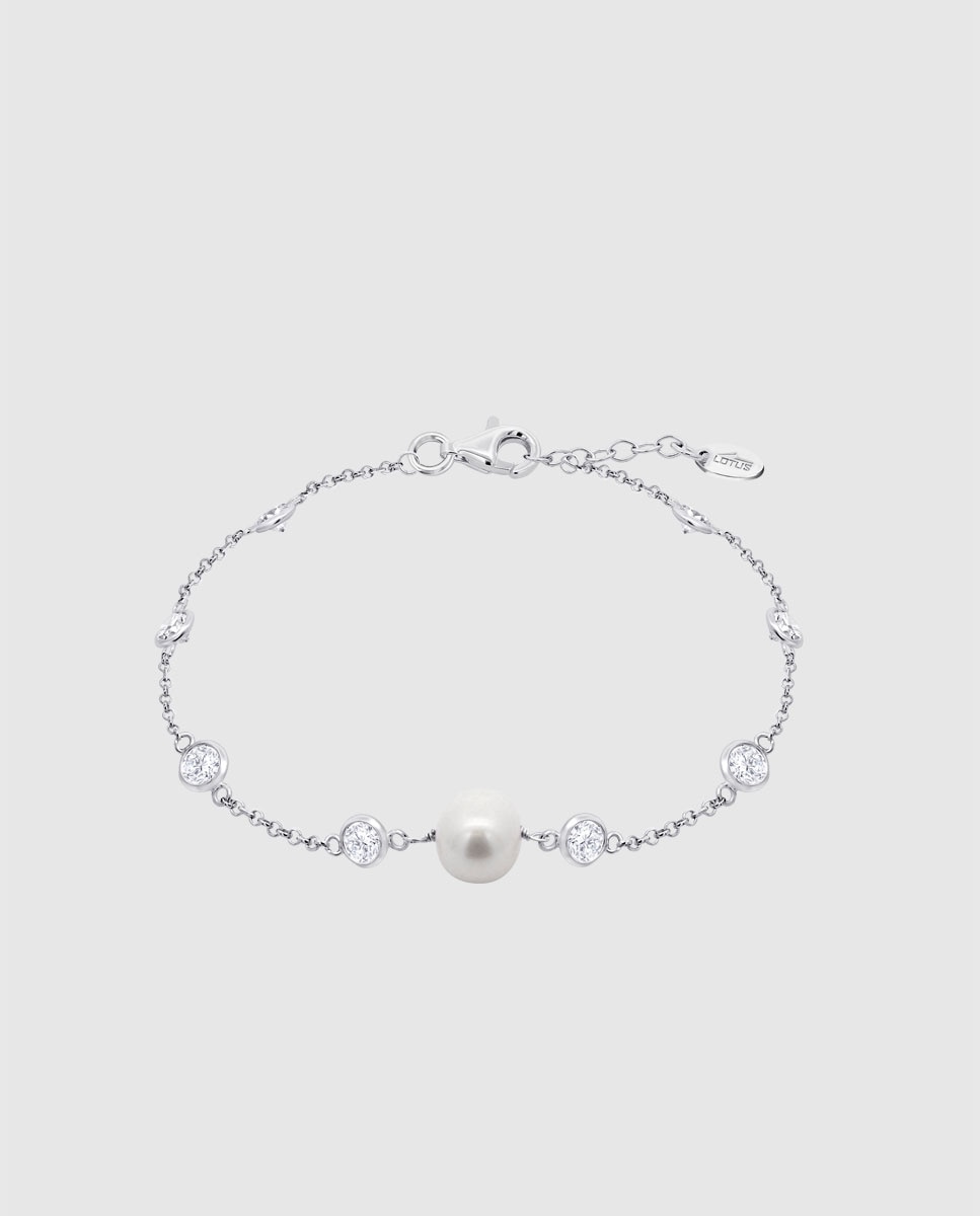 Pulseira Lotus Silver Lp3922-2 1 Pearls de Prata com Acabamento Brilhante e Zirconita Branco-1