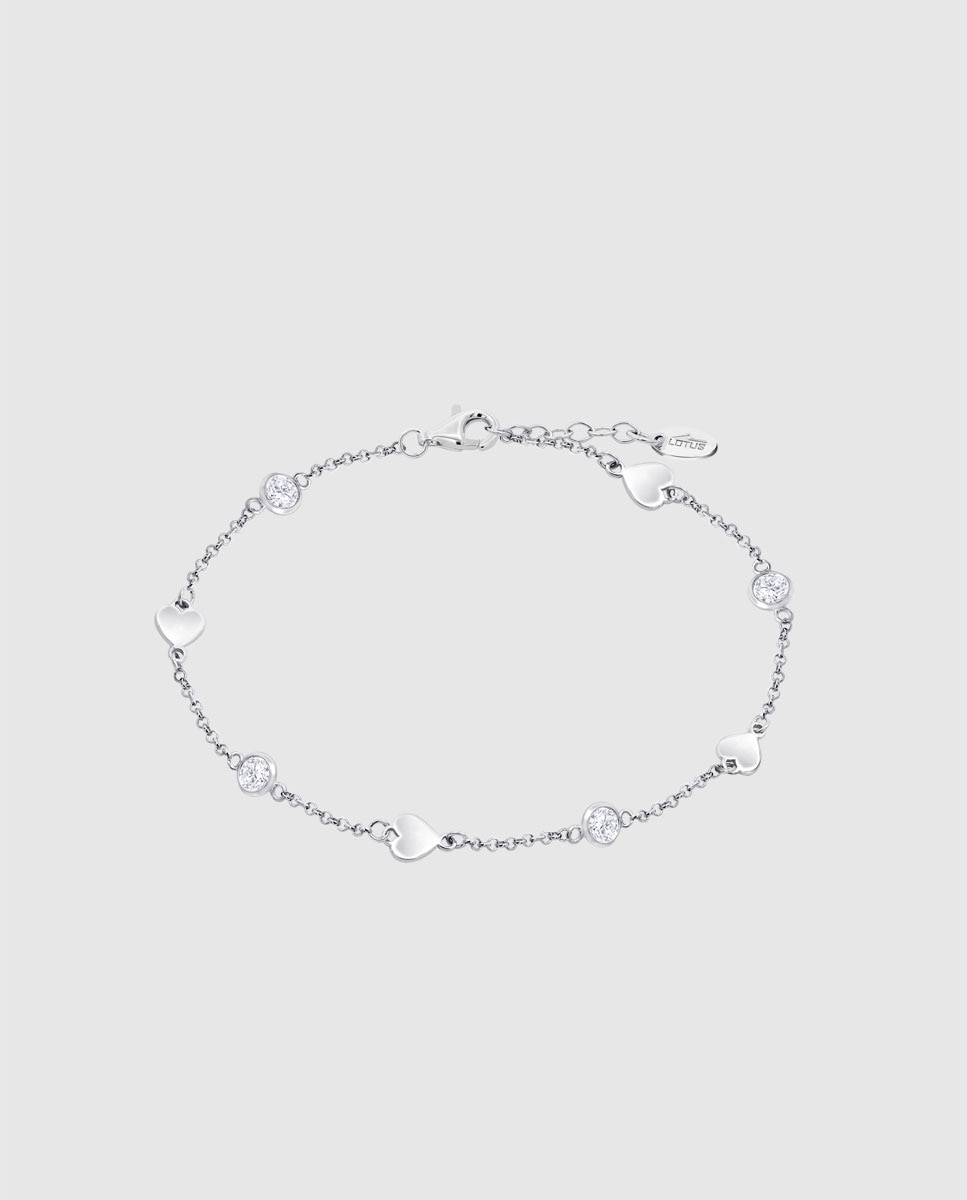 Pulseira Lotus Silver Lp3924-2/1 Moments de Prata com Acabamento Brilhante e Zircônias com Motivo Coração Prata-1