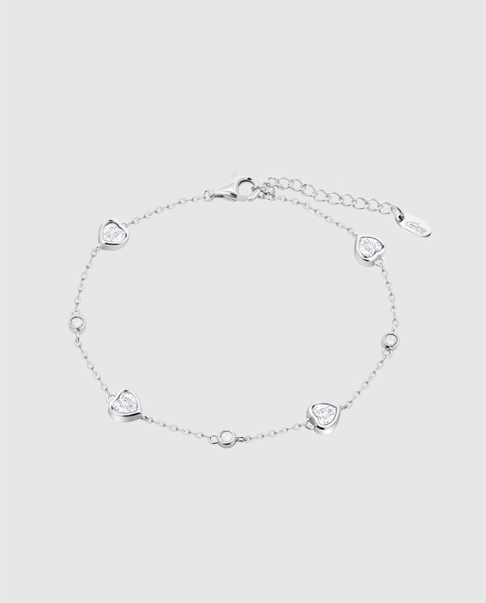Pulseira Lotus Silver Lp3925-2/1 Moments de Prata com Acabamento Brilhante e Zirconita e Motivo Coração Branco-1