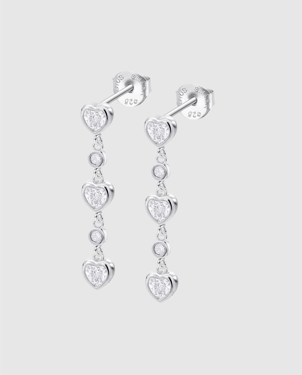 Brincos Lotus Silver Lp3925-4/1 Moments de Prata com Acabamento Brilhante e Zircónias e Motivo Coração Branco-1