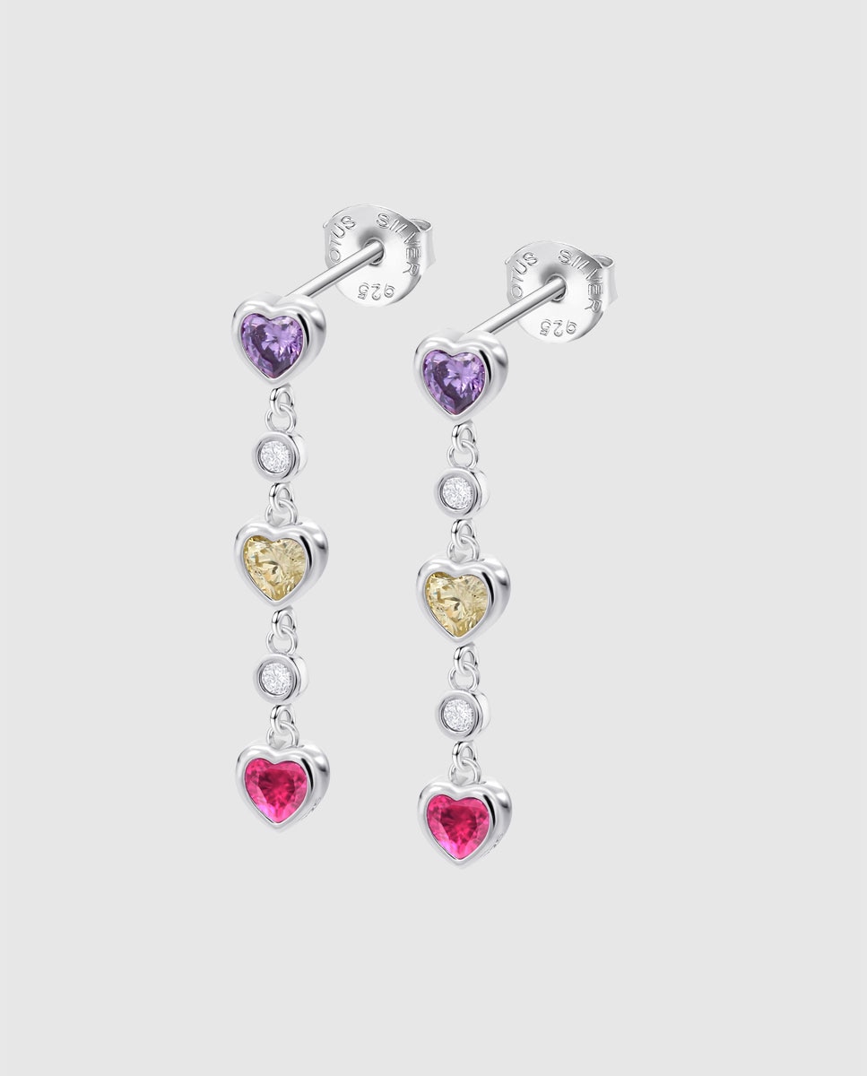 Brincos Lotus Silver Lp3925-4/2 Moments de Prata com Acabamento Brilhante e Zircónias e Motivo Coração Multicolor-1