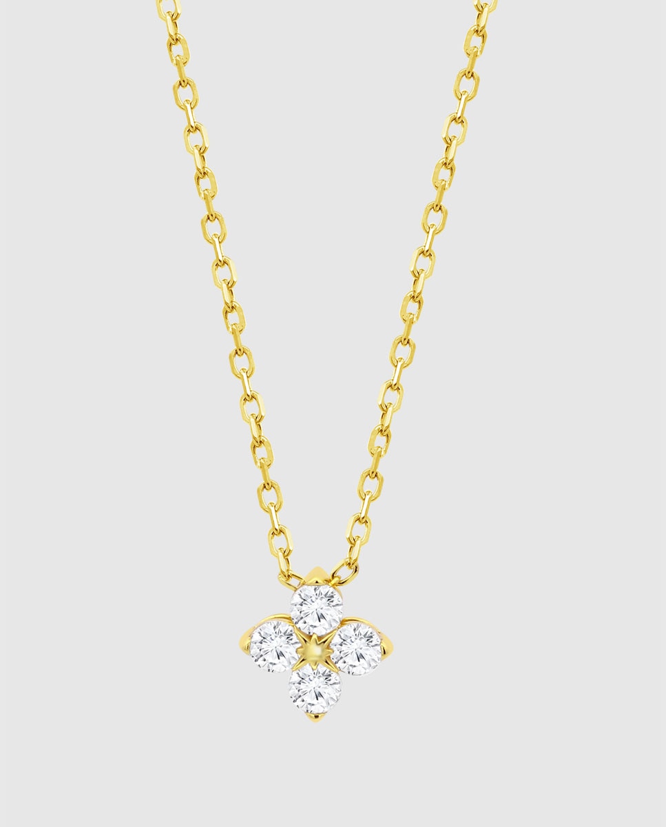 Corrente com Pingente Lotus Silver Lp3926-1 2 Beyond Classics de Prata com Acabamento Brilhante e Zircónios e Motivo de Flor Prata-1