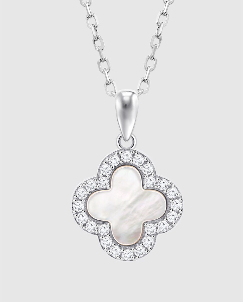 Corrente com Pingente Lotus Silver Lp3927-1 1 Trendy de Prata com Acabamento Brilhante com Zircónios e Motivo de Flor Prata-2