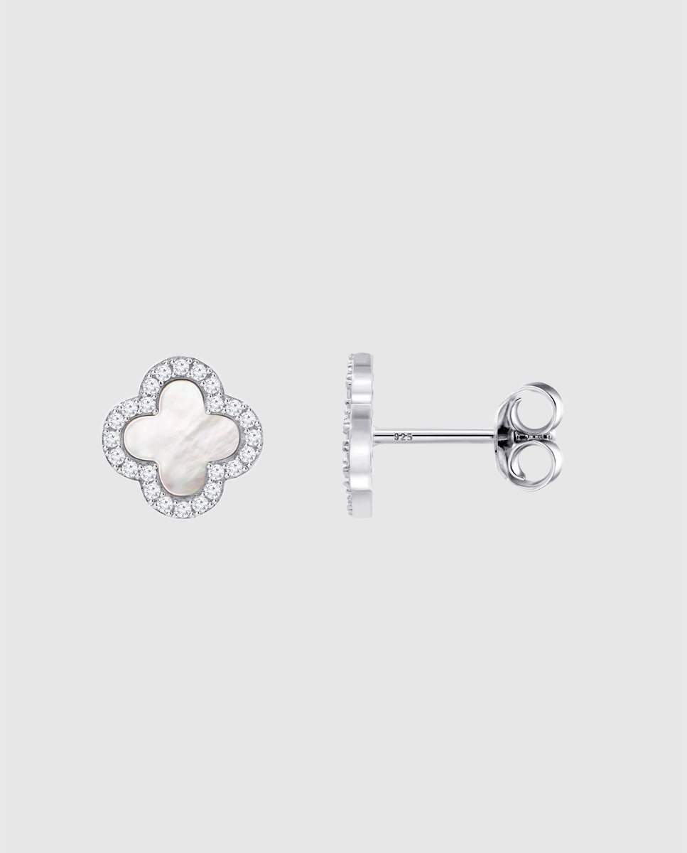 Brincos de Botão Lotus Silver Lp3927-4 1 Trendy de Prata com Acabamento Brilhante e Zircónias com Motivo de Flor Cru-2