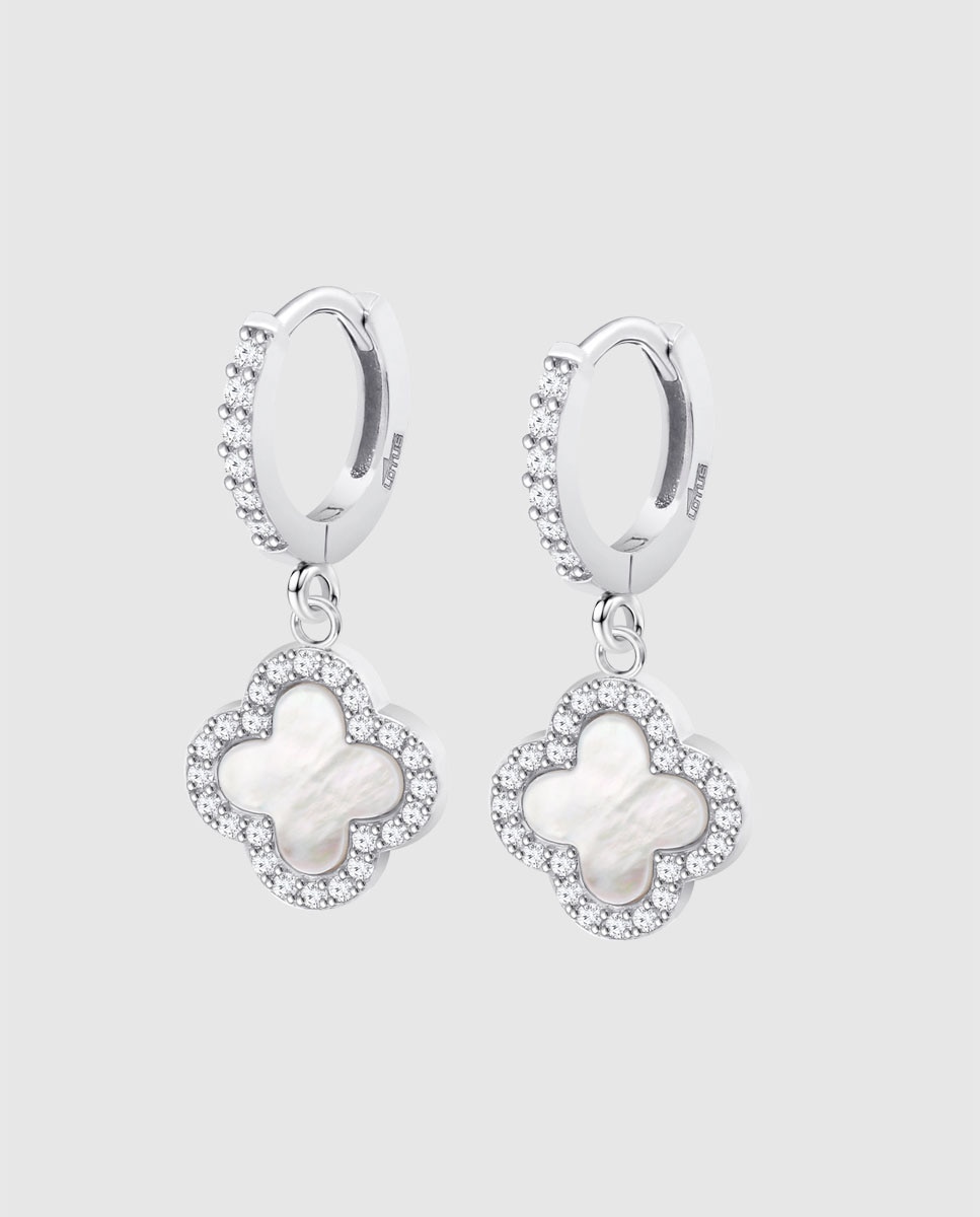 Argolas Lotus Silver Lp3927-4 2 Trendy de Prata com Acabamento Brilhante e Zircónios com Motivo de Flor Prata-1