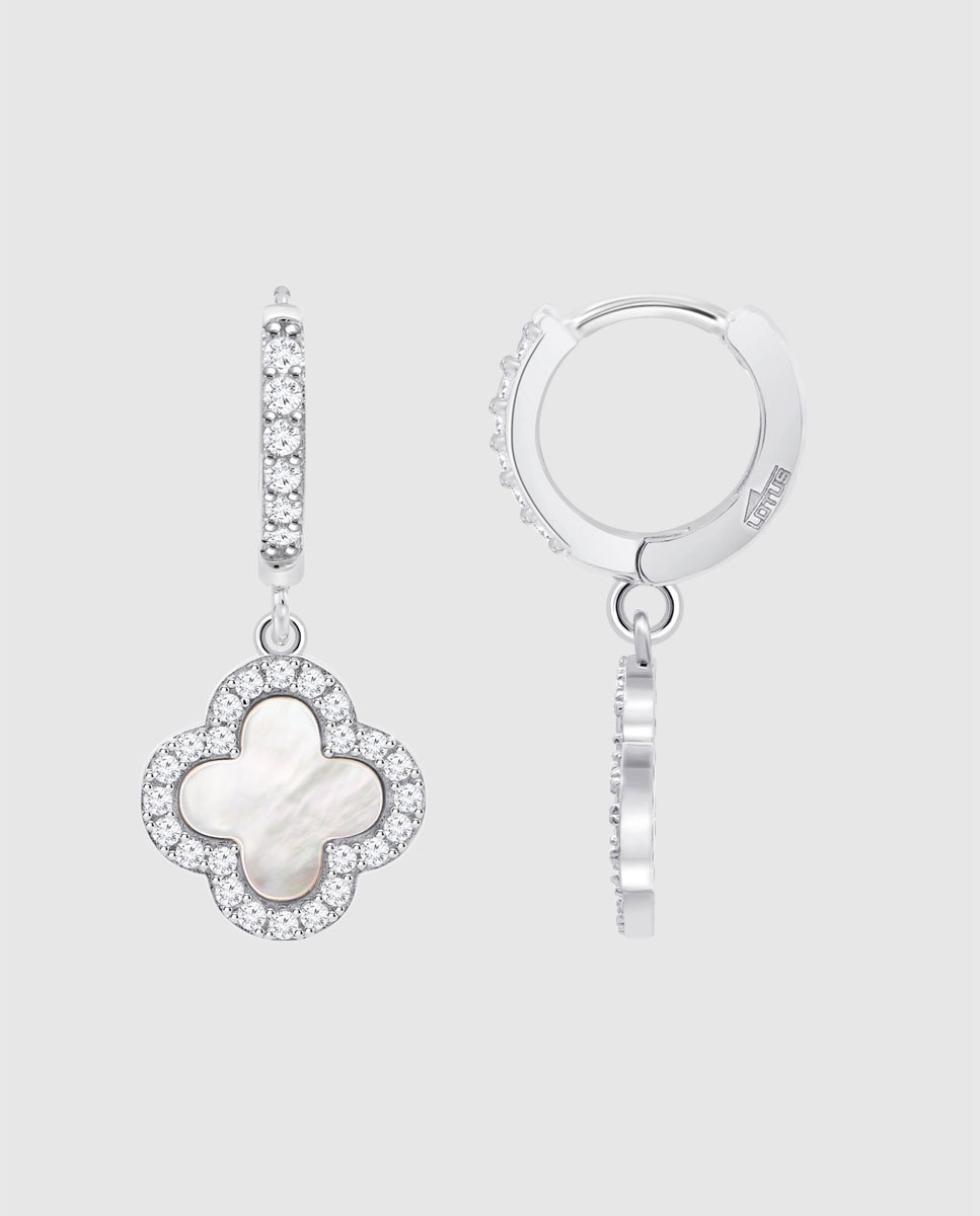 Argolas Lotus Silver Lp3927-4 2 Trendy de Prata com Acabamento Brilhante e Zircónios com Motivo de Flor Prata-2