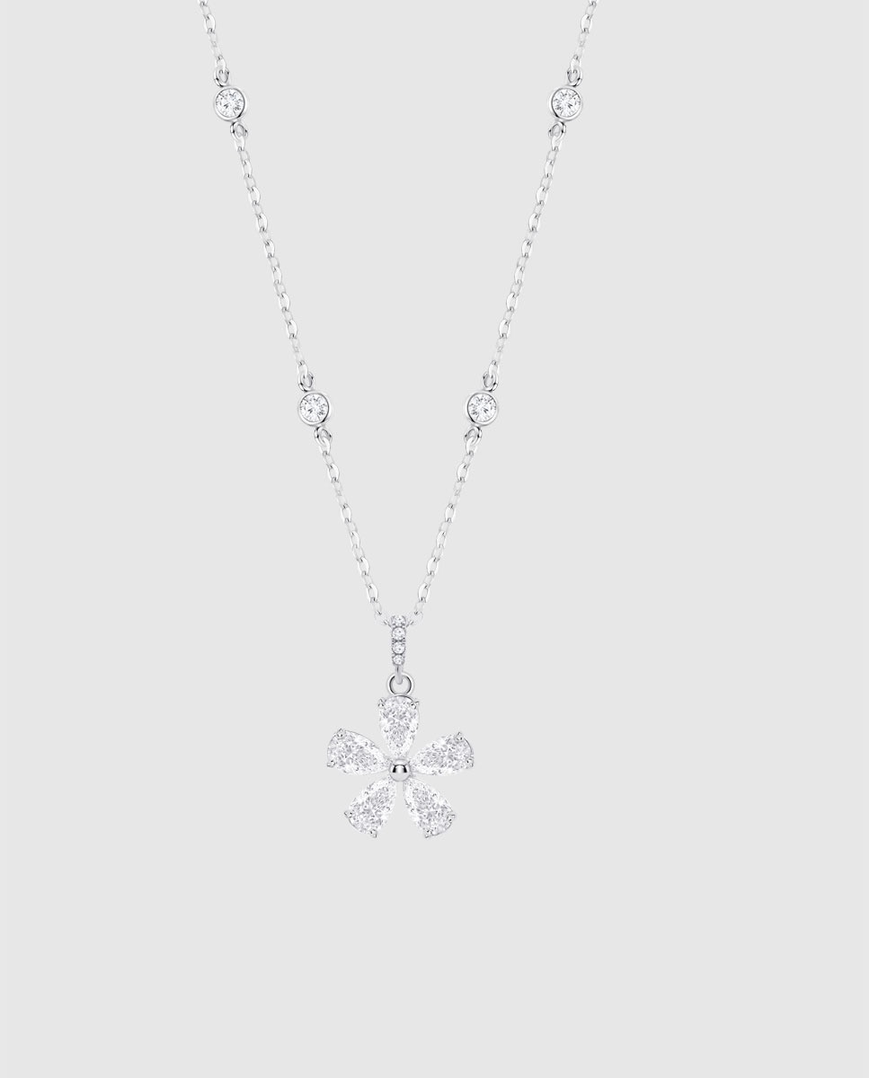 Imagem 0 de Colar Lotus Silver Lp3929-1/1 Beyond Classics de Prata com Acabamento Brilhante com Zirconita e Motivo Flor