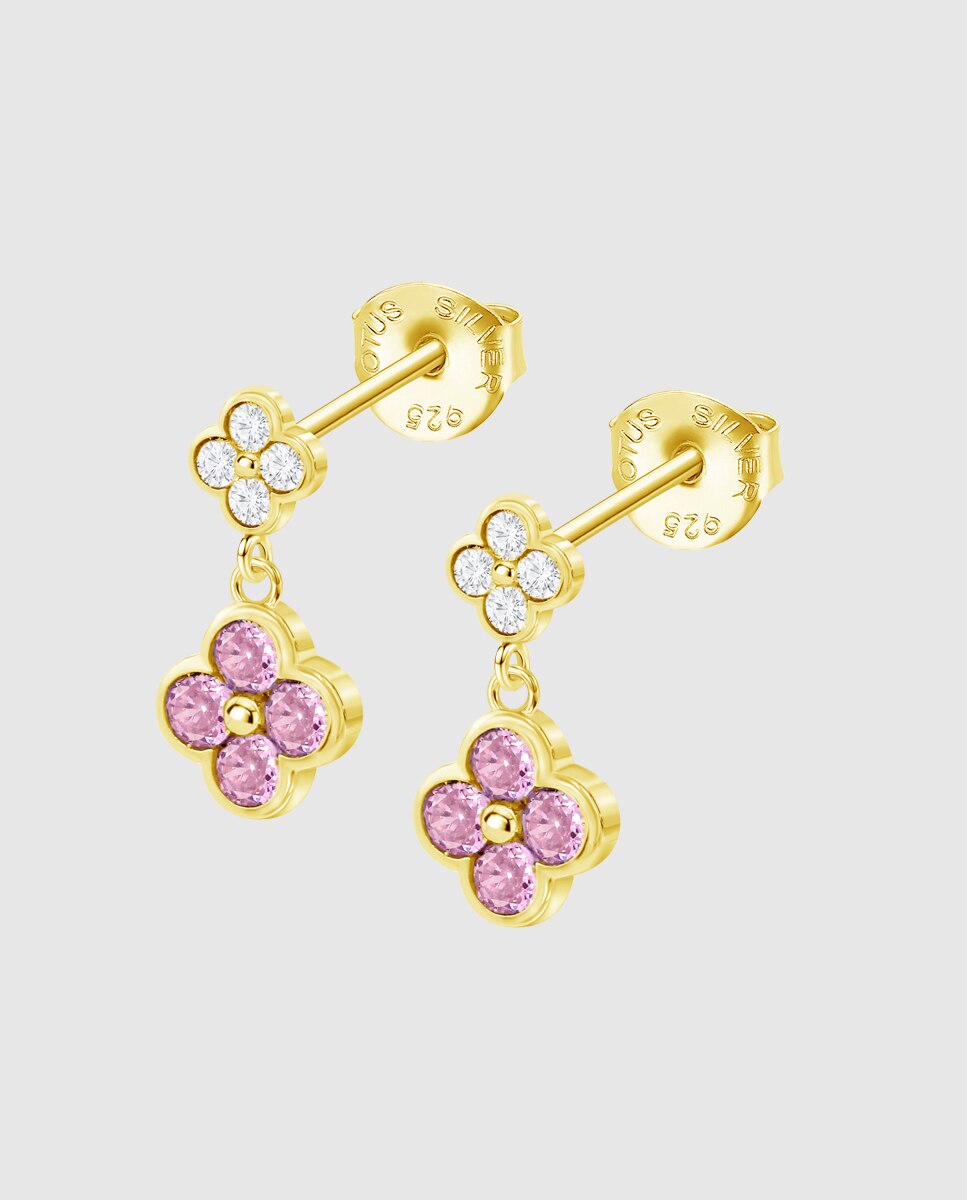 Brincos Compridos Lotus Silver Lp3932-4 2 Trendy de Prata com Acabamento Brilhante Ouro-1