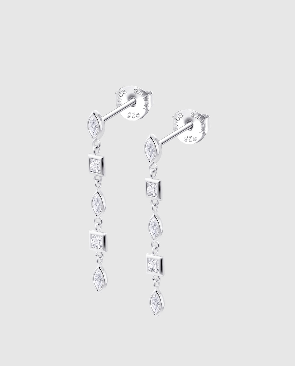 Brincos Lotus Silver Lp3934-4/1 Glam de Prata com Acabamento Brilhante e Zircônias Branco-1