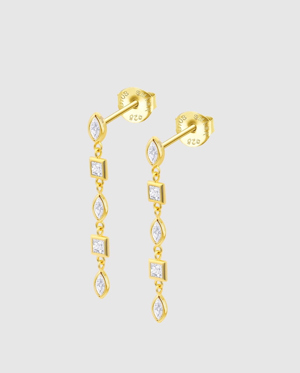 Brincos Lotus Silver Lp3934-4/2 Glam de Prata com Acabamento Brilhante e Motivo Flor Ouro / Prata-1