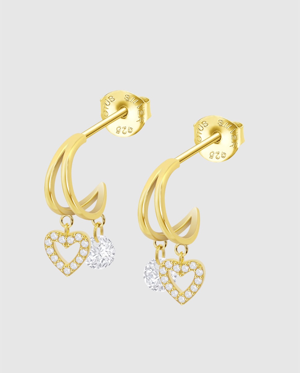 Brincos Compridos Lotus Silver Lp3937-4 2 Trendy de Prata com Acabamento Brilhante Ouro-1