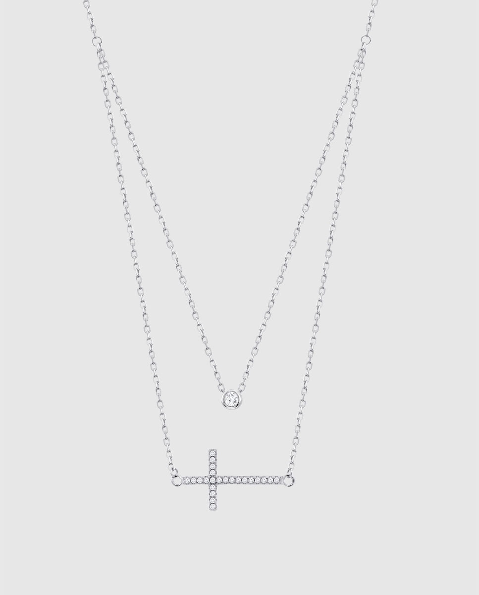 Colar Lotus Silver Lp3939-1/1 Trendy de Prata com Acabamento Brilhante e Zircónios Branco-1