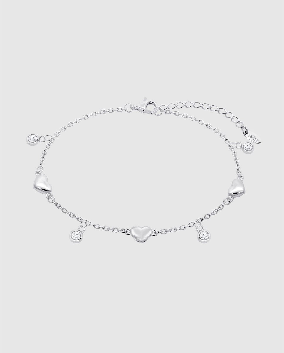 Pulseira Lotus Silver Lp3942-2/1 Moments de Prata com Acabamento Brilhante e Zirconita e Motivo Coração Branco-1