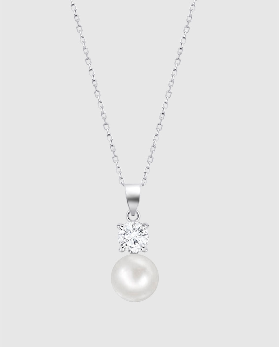 Colar Lotus Silver Lp3946-1/1 Pearls de Prata com Acabamento Brilhante e Motivo Natureza Prata-1